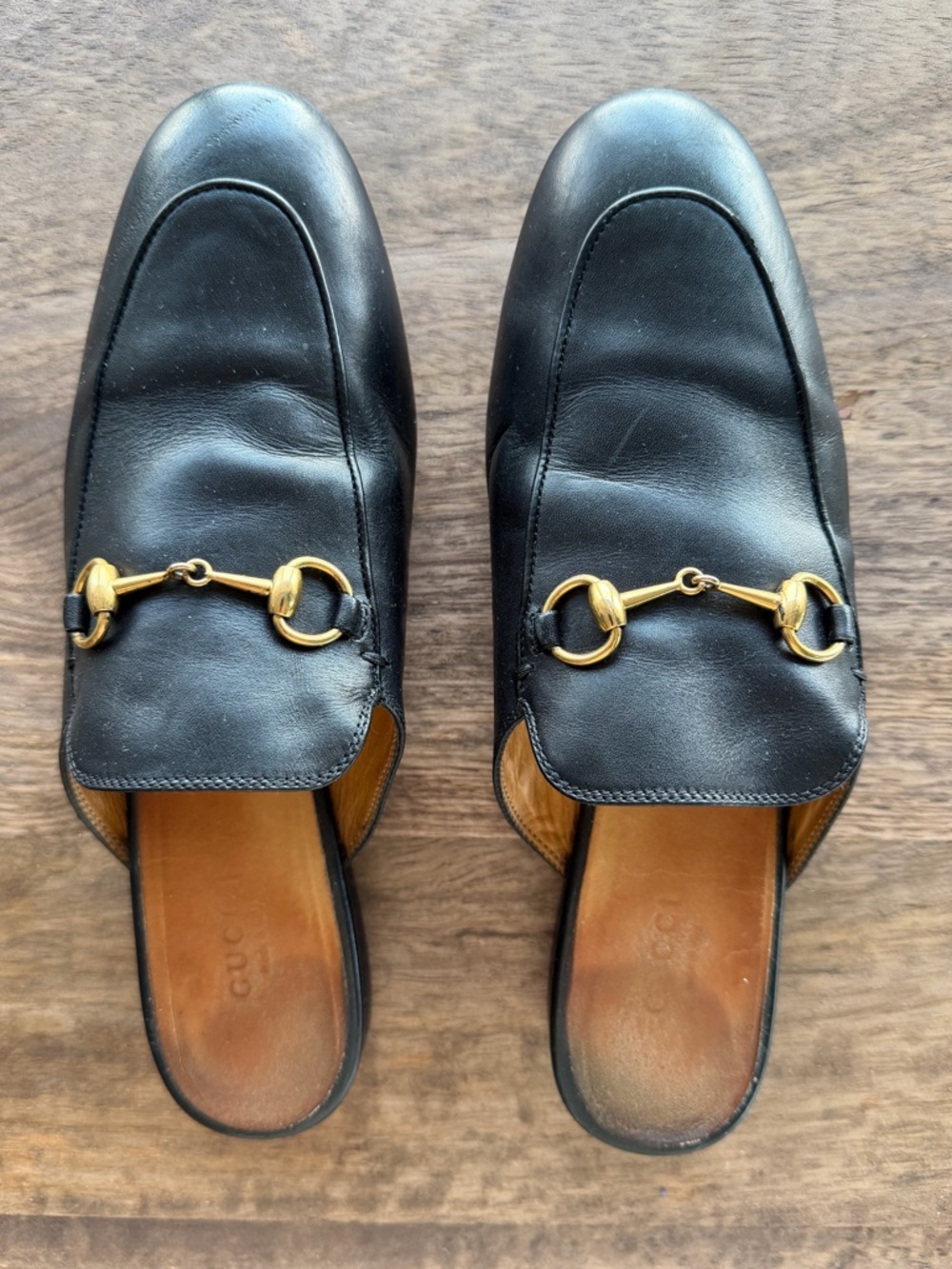 Gucci Black Leather Horsebit Princeton Mule Loafers 38 - Picture 2 of 4